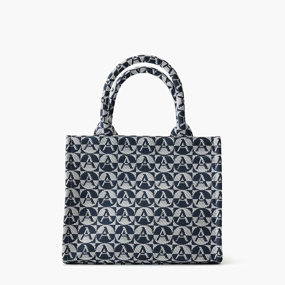 Aritzia Blue and White Geometric Tote Bag